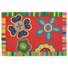 Boho Floral Jellybean Accent Rug with Flowers 20" x 30"