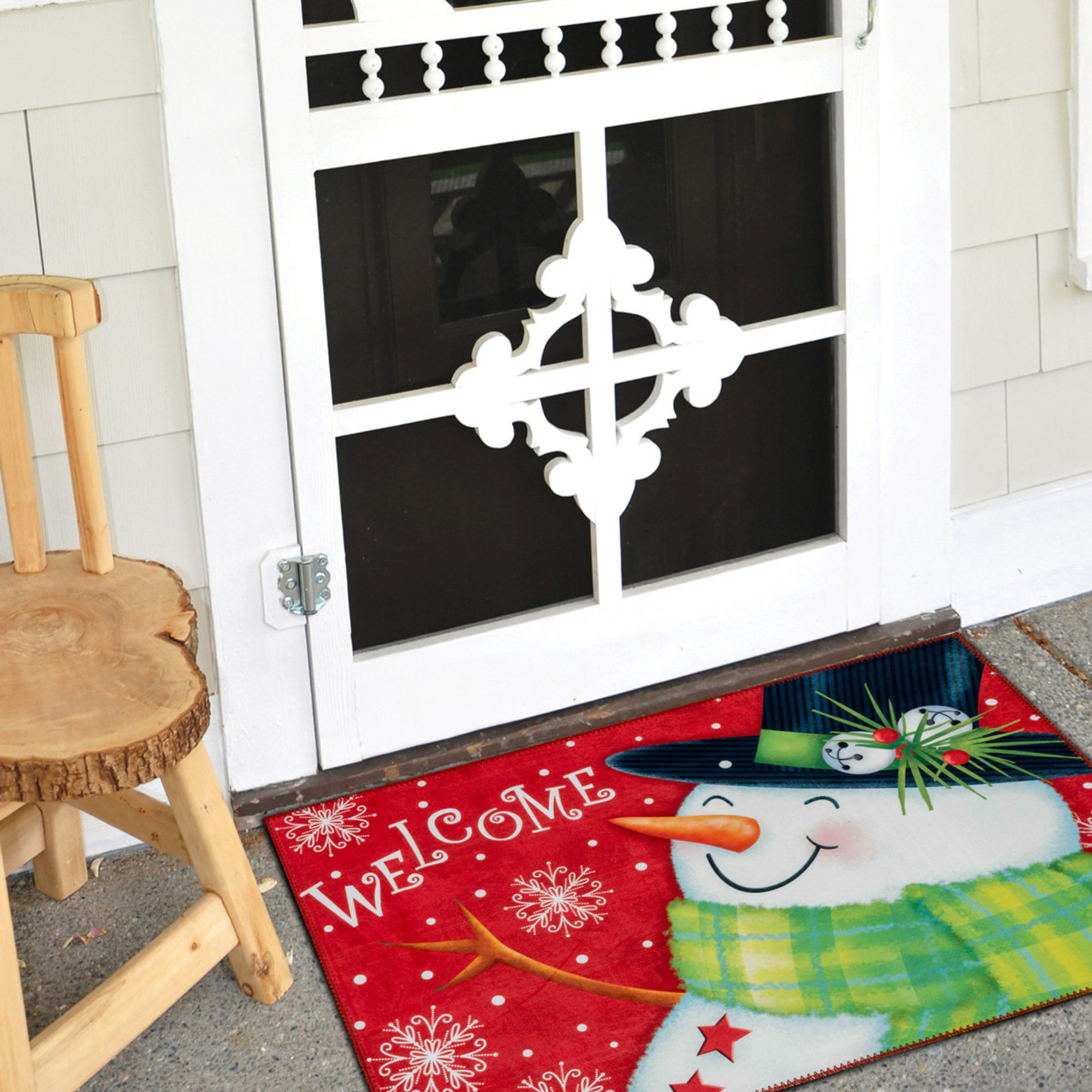 Welcoming Snowman Olivia's Home Accent Rug Winter Seasonal
