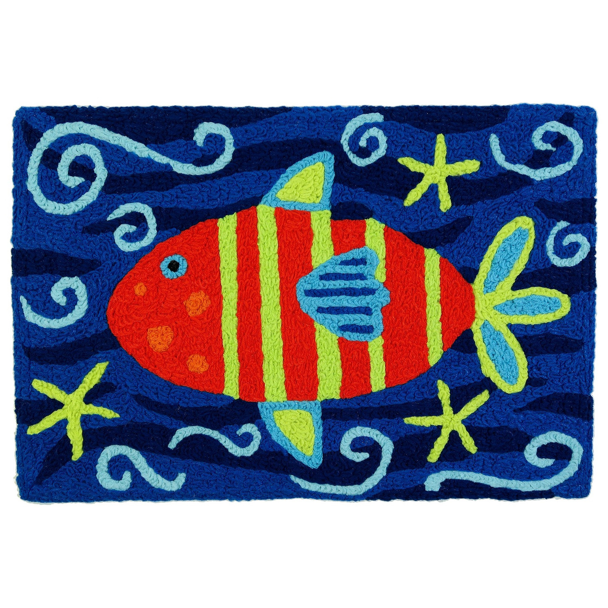 Striped Orange Fish Jellybean Accent Rug 20" x 30"