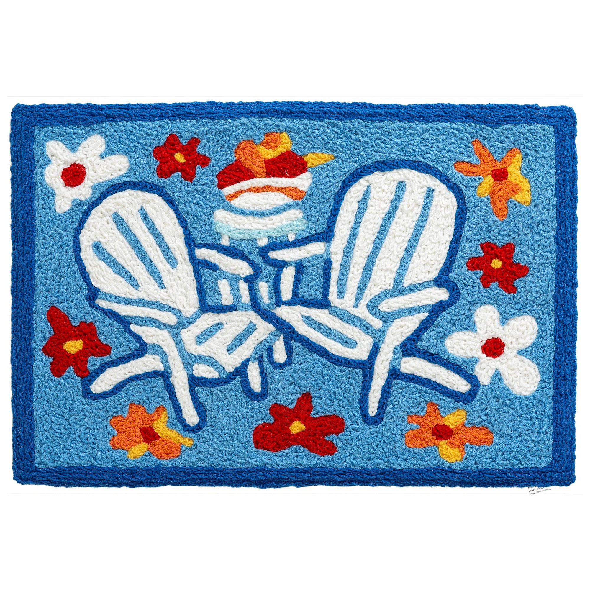Adirondack Chairs & Flowers Jellybean Accent Floral Rug 20" x 30"