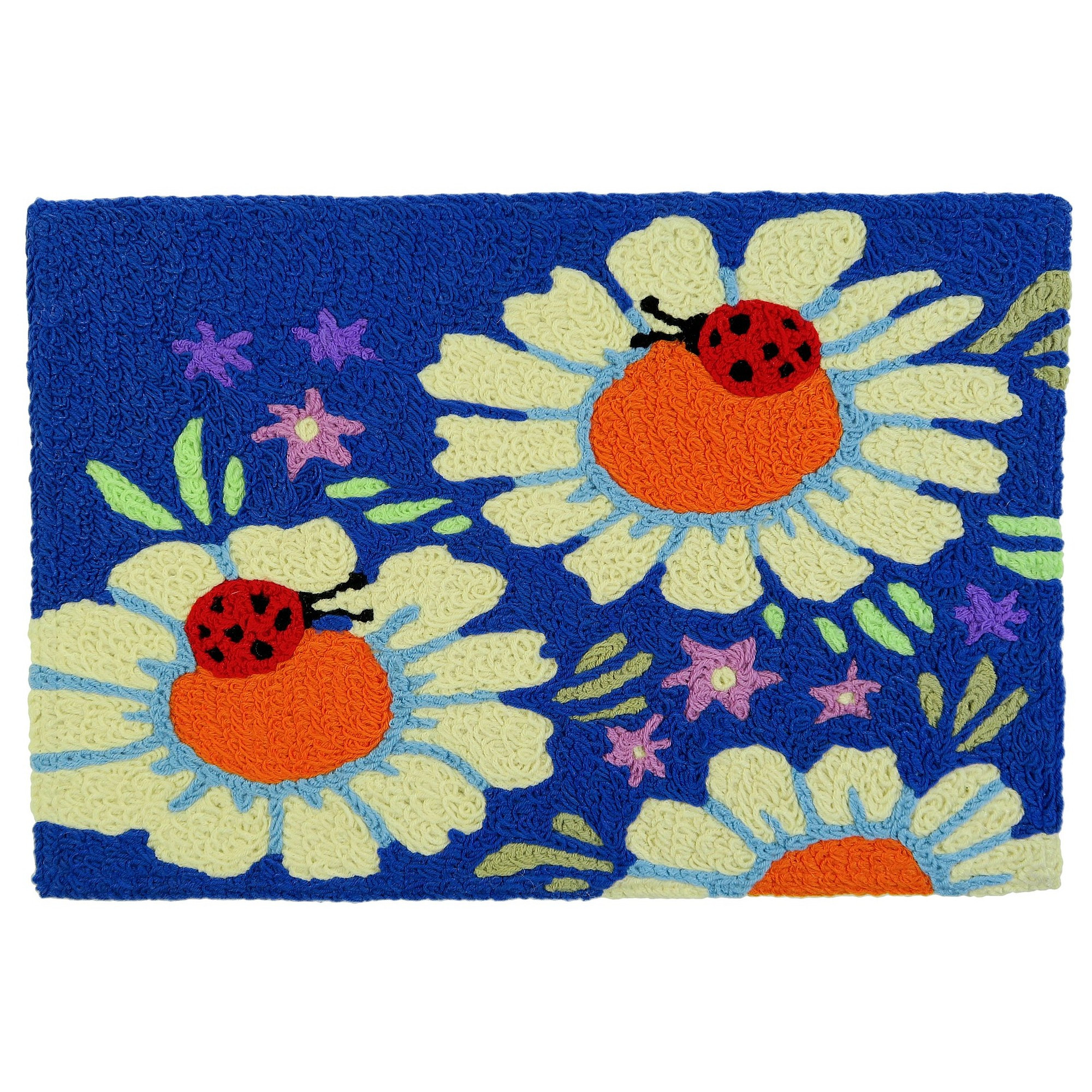 Ladybugs on Daisies Jellybean Accent Floral Rug with Flowers 20" x 30"