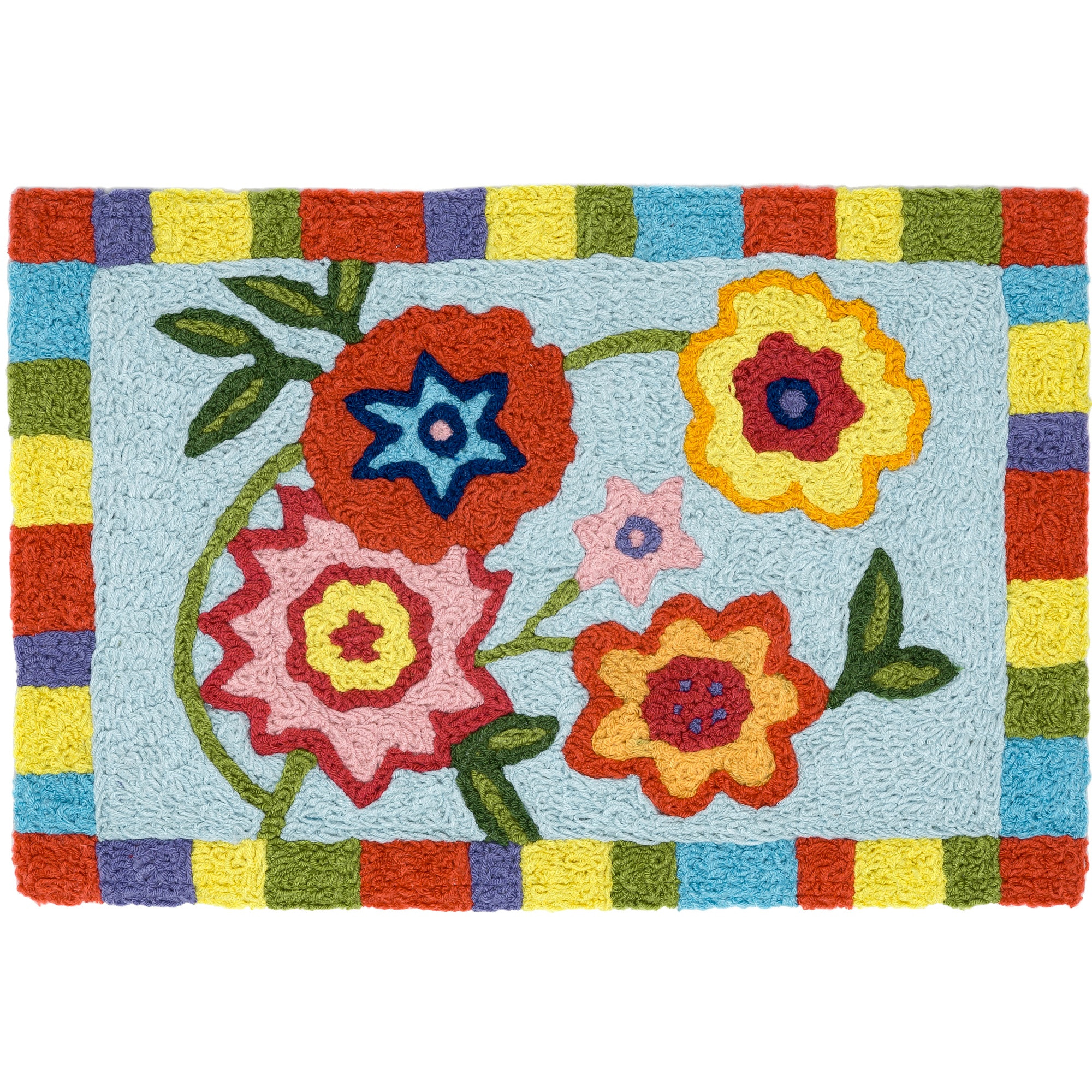 Jellybean Candy Color Flowers 20"x30" Washable Accent Rug