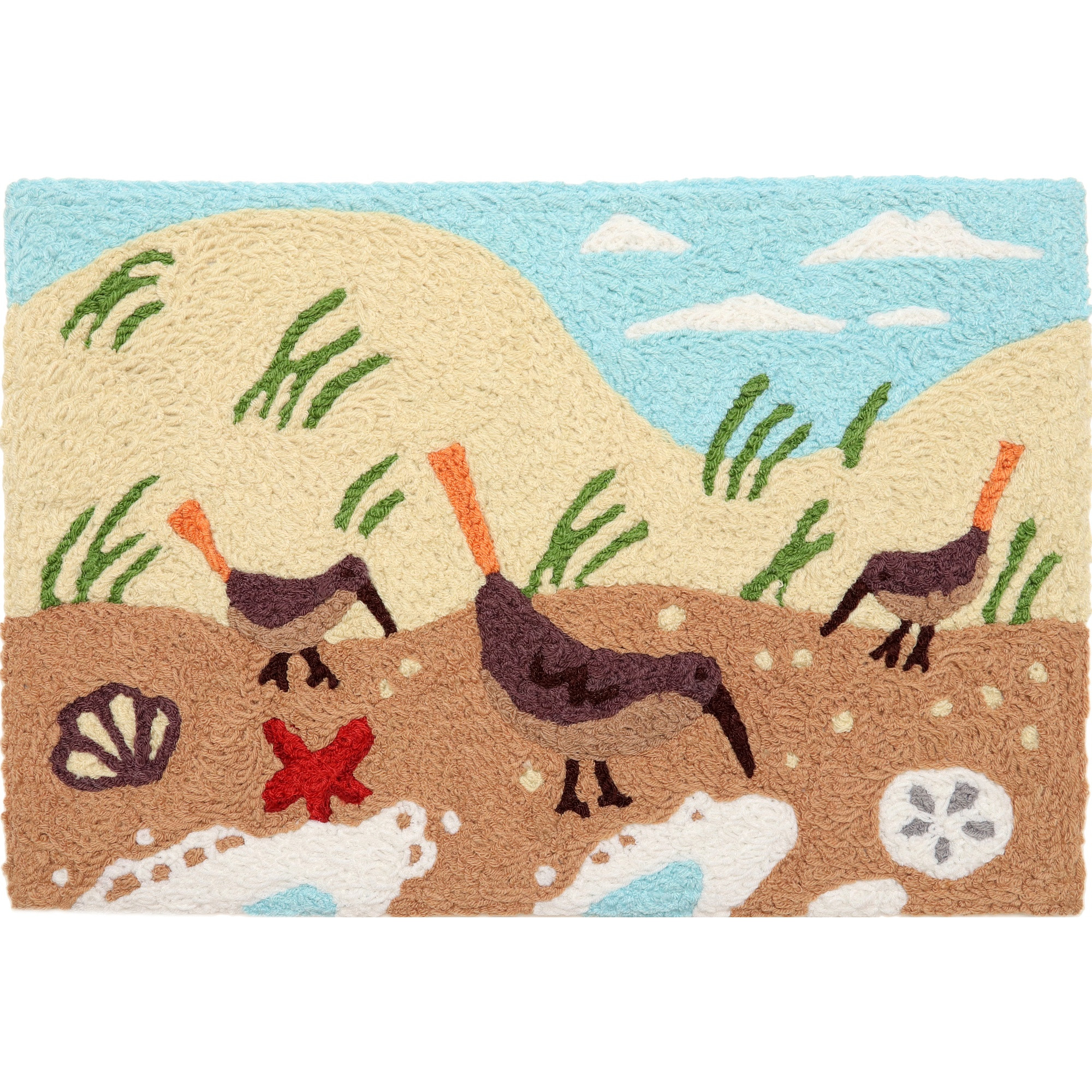 Jellybean Sand Pipers by The Ocean's Edge 20"x30" Washable Accent Rug