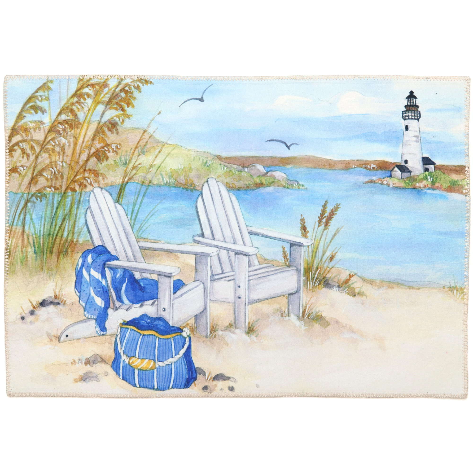 Picnic By The Lighthouse Olivia's Home Accent Washable Rug 22" x 32"