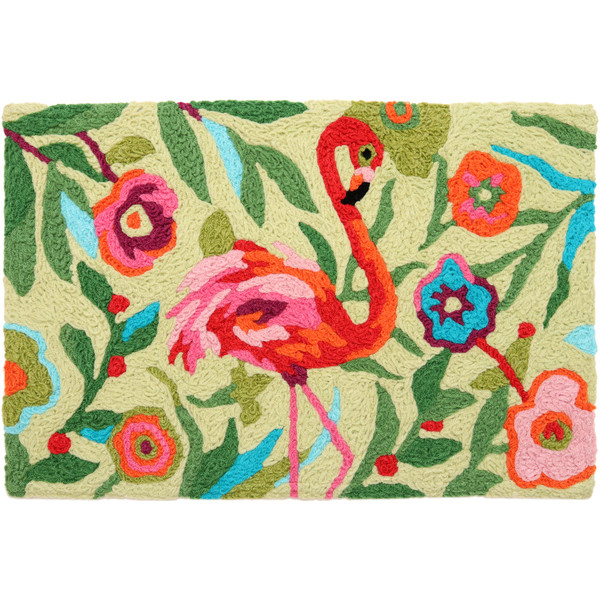 Jellybean Flamingo Garden 20"x30" Washable Accent Rug Madison at Main