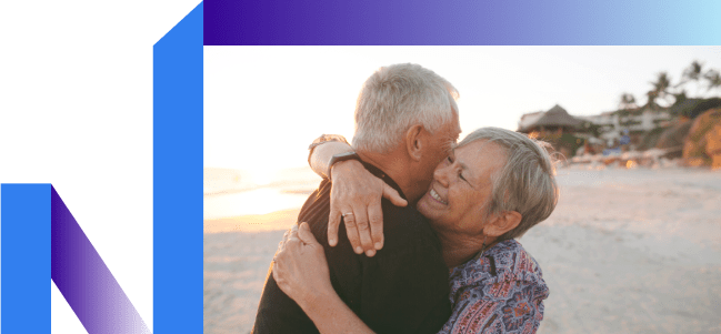 Older couple on vacation, escaping the thoughts of smoking