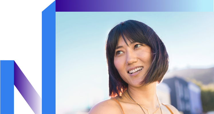 Woman looks over shoulder and isn't thinking about smoking