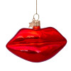 Ornament Glass Red Lips H6cm
