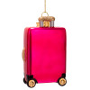 Ornament Glass Pink Catching Flights Suitcase H10cm