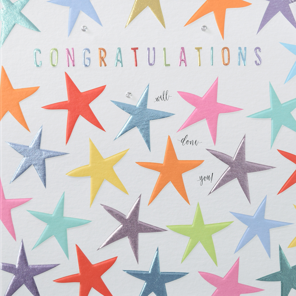 CONG- Well Done Stars (Embossed with Gems)