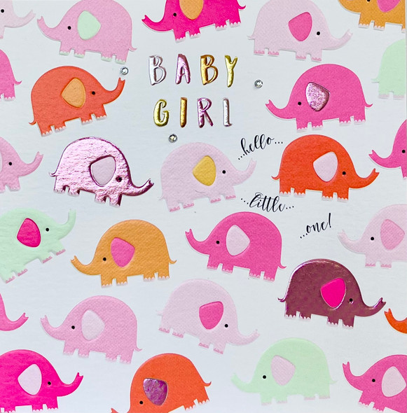 NB- Baby Girl Elephants (Embossed with Gems)