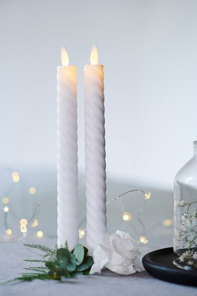 Sara Tall Wave Candles S/2pce White (1 LED D2xH25cm)