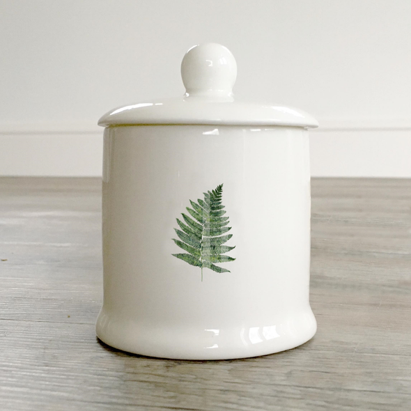 British Bone China Sugar Pot/Lid(Gift Box) - Fern