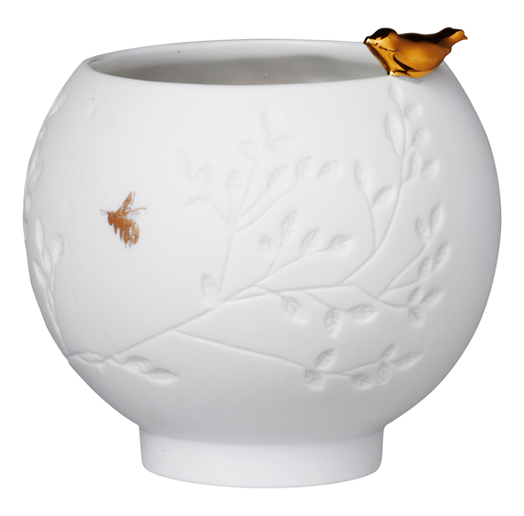 Bowl Mini - Gold Bird Emb Porcelain (H7x7cm)