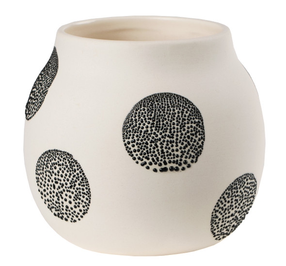 Beaded Glaze - Vase Black Spotted Pearl Stoneware (H10 xD11cm)