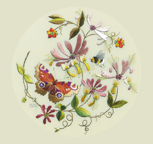 H Stevens Embroidery - Honeysuckle & Bee