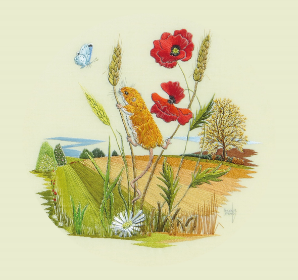 H Stevens Embroidery - Poppies in Cornfield