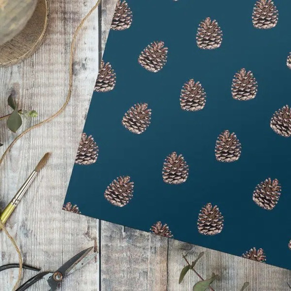 Wrap - Pine Cones on French Blue