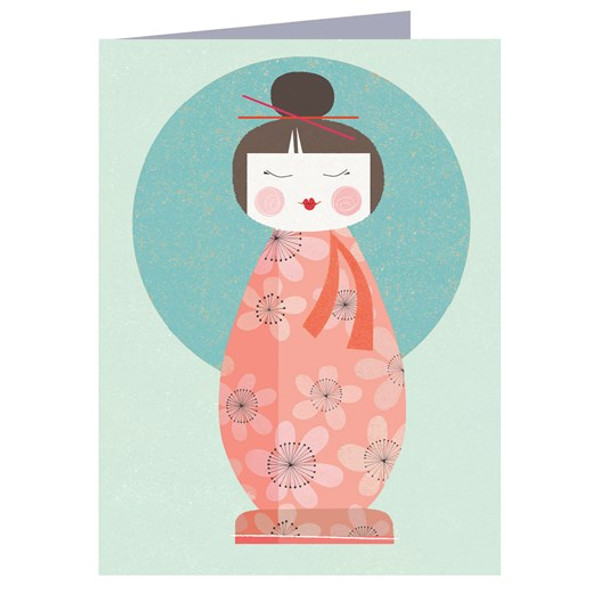 SALE Small Card - Kokeshi Doll (Linen Board)