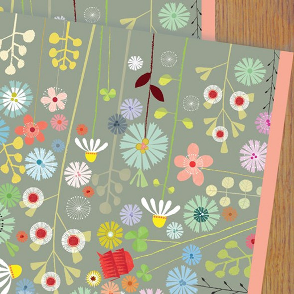 Flat Wrap - Flowers On Grey