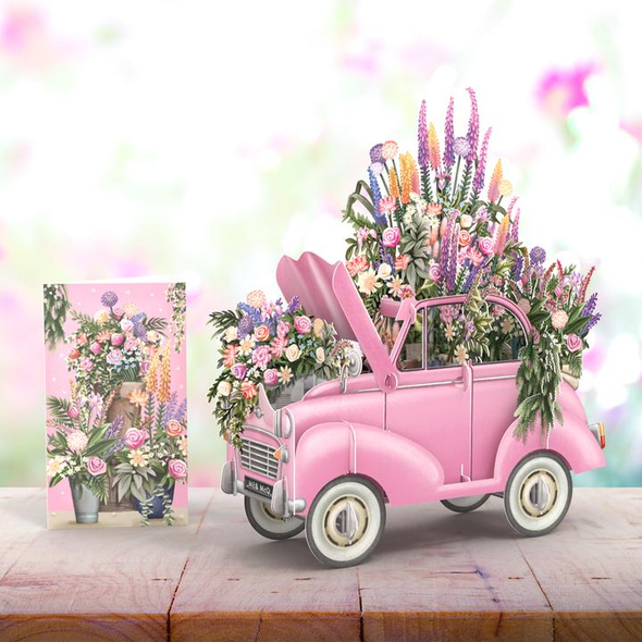 Pop Up - Pink Flower Car