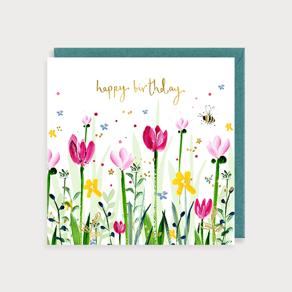 HB- Birthday Tulips (Gold Foil)