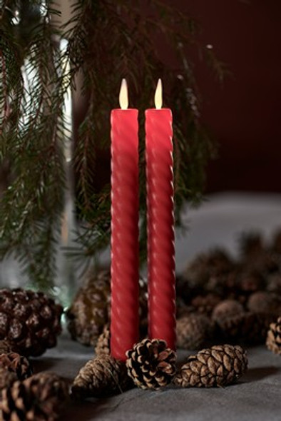 Sara Tall Wave Candles S/2pce Red (1 LED D2xH25cm)