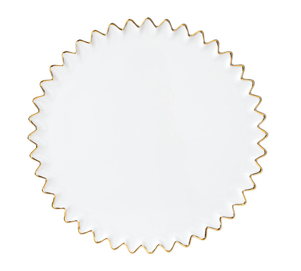 Decorative Plate - SALE Porcelain-Scallop edging w Gold Trim (Ø21cm) 