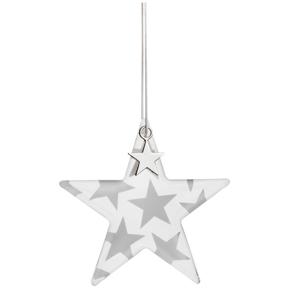 SALE-White Glass Stars (9.5x9.5cm)