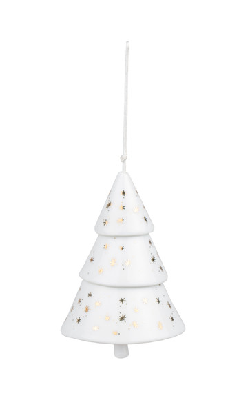 Decoration - SALE Porcelain Jointed Tree w Bell&Gold Star (H7cm)