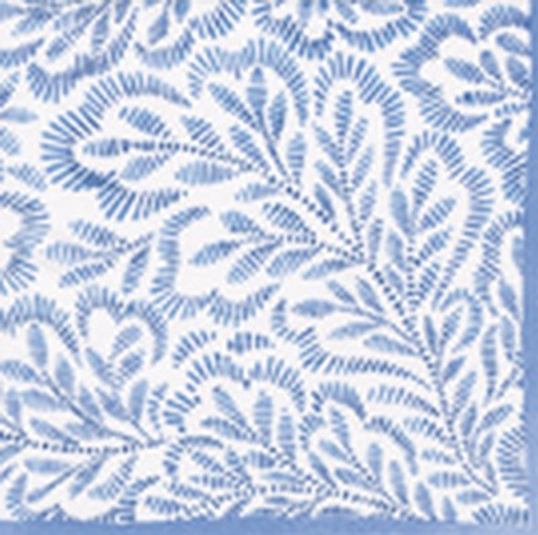 Block Print Leaves Blue-Cocktail