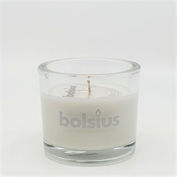 SALE Wax Filled Candle Glass White - 80mm x92Ø 29hr