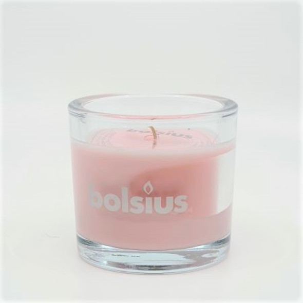 SALE Wax Filled Candle Glass P.Pink - 80mm x92Ø 29hr