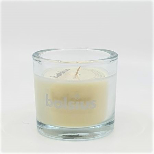 SALE Wax Filled Candle Glass Ivory - 80mm x92Ø 29hr