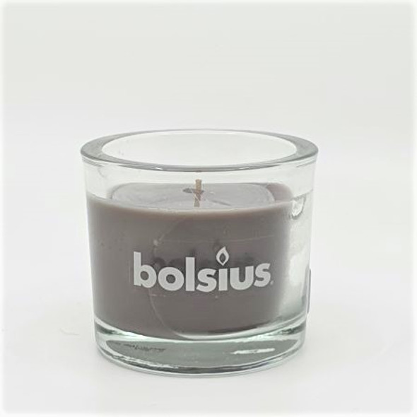 SALE Wax Filled Candle Glass Taupe - 80mm x92Ø 29hr