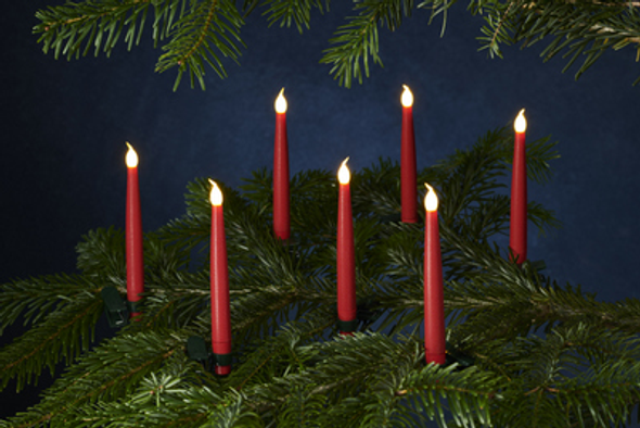 SALE Carolin Tree Candles S/10pce Scarlet (1 LED H15cm)