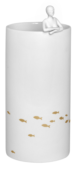 Vase - The Pond+Figure-Porcelain Gold Decal (H22cm)