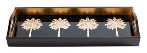 Lacquer Tray Handmade - Bar-Grand Palms Black  (51x20cm)