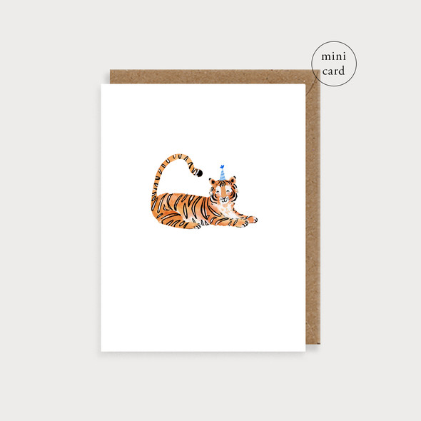 Small Card HB- Tiger in Party Hat