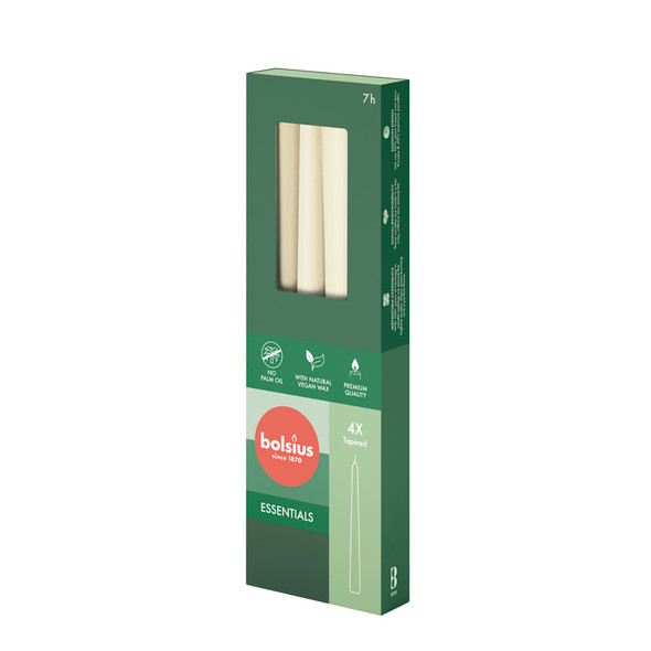 Essentials Tapered Candles (Box 4) Pearl - 245mm x24Ø 7.5hr