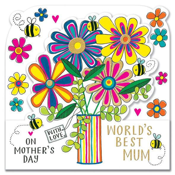 Mother's Day- Flowers In Vase (die-cut & gold foil)