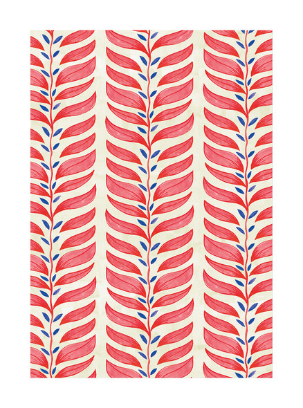 Sunshine Garden- Red and Blue Leaves (100 x 135mm)