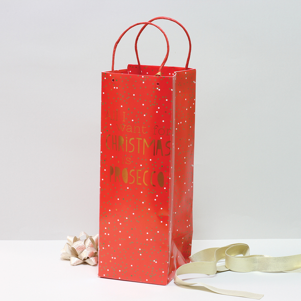 Bag Bottle Champagne- Red Spotty (12.x34cm)