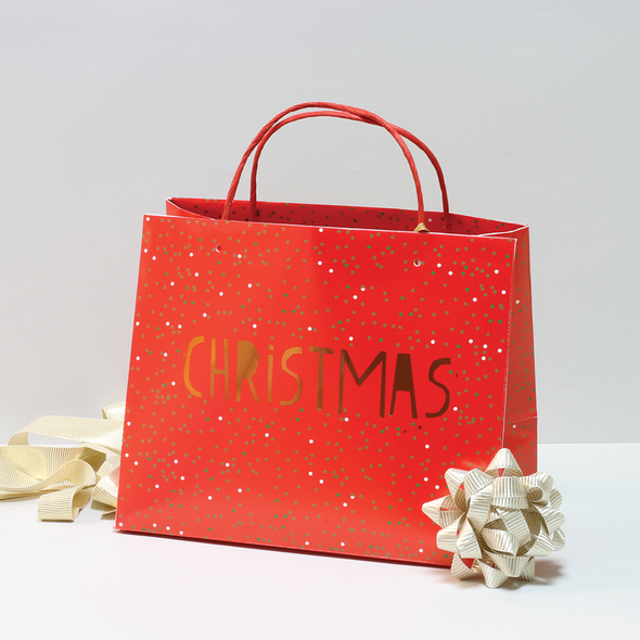 Gift Bag Tote- Red Spotty (275x225x120mm)