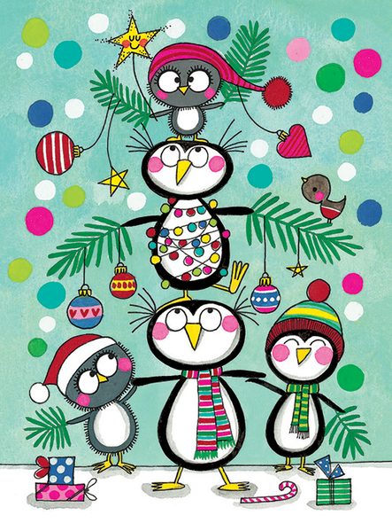 Pack 5 - Penguin Christmas Tree (105x80mm)