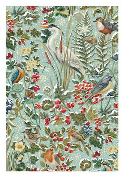 SALE- Heron Berries Reed (Foil, Emboss;105x150mm)