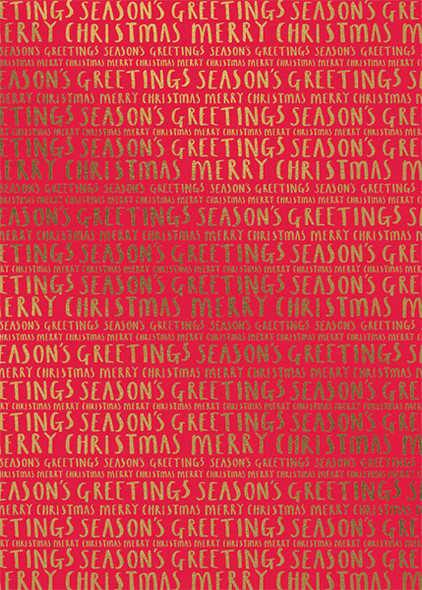 Rollwrap SALE- Christmas Text Red 3m