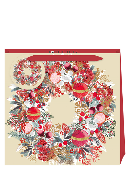 Gift Bag Medium- LT SALE Christmas Wreath (W22xH22xD8cm)