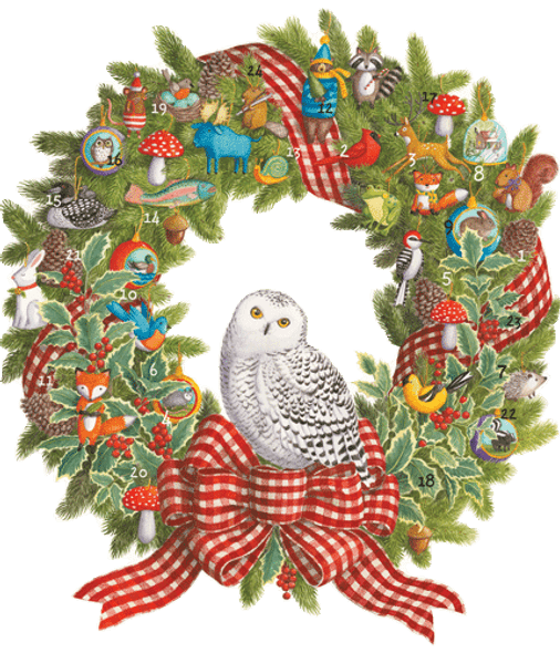 Advent 3-D Die Cut - Snowy Owl Wreath