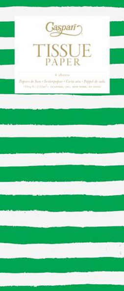 Tissue - Painted Stripe Green/Wh (Pkt 4)
